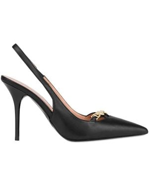 Love Moschino Slingback Leather Court Shoes - Black