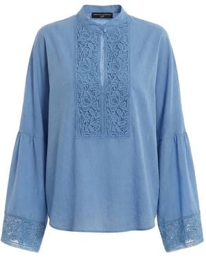 Ermanno Scervino Blouse À Empiècements En Dentelle Et Manches Évasées - Blue
