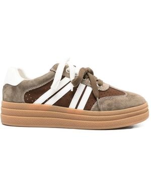 SERGIO MORETTI FIRENZE Panelled Platform Trainers - Brown