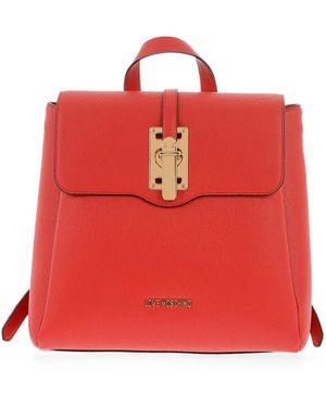 Moschino Logo-Plaque Foldover Backpack - Red