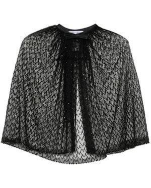 Dice Kayek Sequin-Embellished Bow-Detail Cape - Black