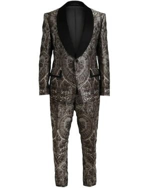 Dolce & Gabbana Floral-Jacquard Three-Piece Suit - Black
