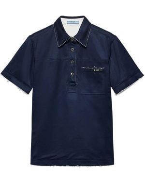Prada Polo Lisle Con Logo - Blu