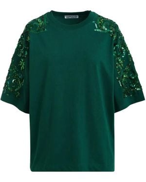 Essentiel Antwerp Floral-Embroidered Sequin-Embellished T-Shirt - Green