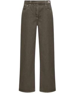 Brunello Cucinelli Contrast-Stitch Straight-Leg Pants - Gray