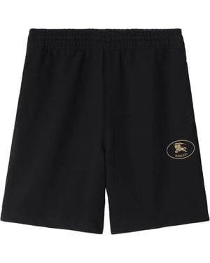 Burberry Pantalones Cortos Con Sello Knight - Negro