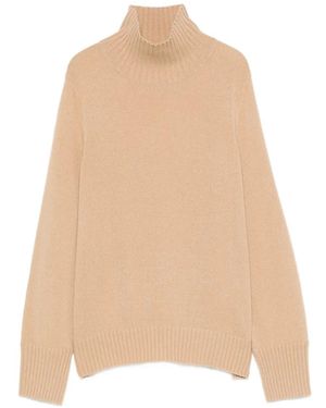 Allude Gerippter Pullover Mit Stehkragen - Natur