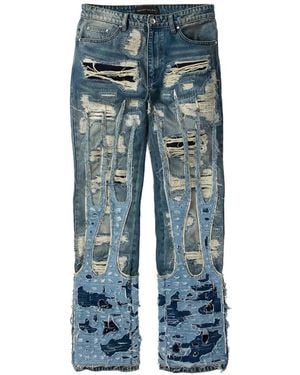 Who Decides War Distressed Trousers - Blue
