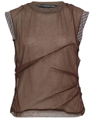 ANDERSSON BELL Logo-Patch Layered Blouse - Brown