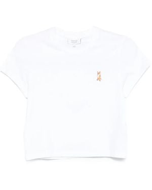 Maison Kitsuné Oberteil mit Lady Fox Baby-Stickerei - Weiß