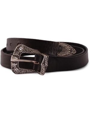Alberto Luti Laser Leather Belt - Black