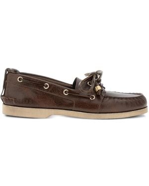 Golden Goose Leather Lace-Up Loafers - Brown