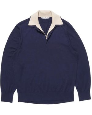Acne Studios Contrast-Collar Silk-Blend Jumper - Blue
