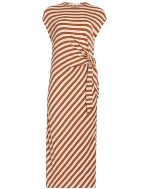 Marie Oliver Elowyn Striped Tie-Waist Midi Dress - White