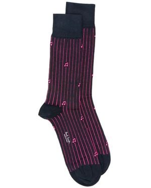 Paul Smith Musical-Note Pinstripe Socks - Purple