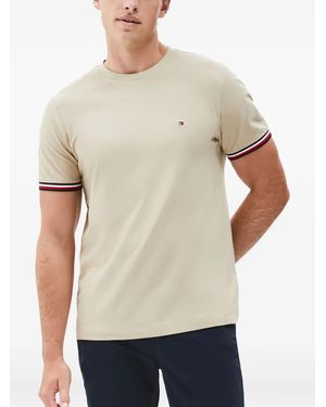 Tommy Hilfiger Tipped-Cuff Cotton T-Shirt - Natural