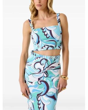 MARCIANO BY GUESS Abstract-Print Crop Top - Blue