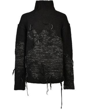 D HYGEN Intarsia-Knit Distressed Jumper - Black