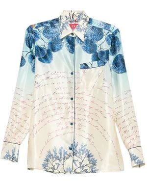 F.R.S For Restless Sleepers Graphic-Print Button-Down Shirt - Blue