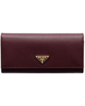 Prada Large Saffiano Leather Wallet - Purple