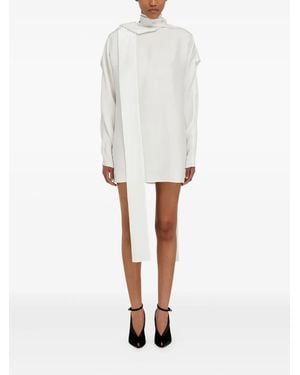 Ferragamo Scarf-Effect Twill Mini Dress - White
