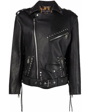 Dolce & Gabbana ドルチェ&ガッバーナ スタッズ ライダースジャケット - ブラック