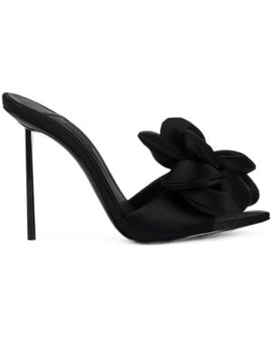 Le Silla Rose Floral-Appliqué Sandals - Black