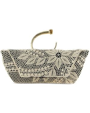 Magda Butrym Bracelet Floral-Crochet Envelope Clutch Bag - Metallic