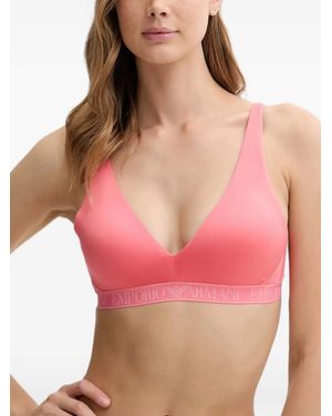 ARMANI EXCHANGE Logo-Tape Triangle Bra - Pink