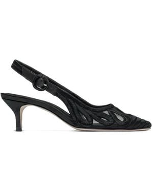 Bernardo Madinah Embroidered Slingback Court Shoes - Black