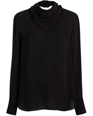Another Tomorrow Detachable-Bandana Blouse - Black