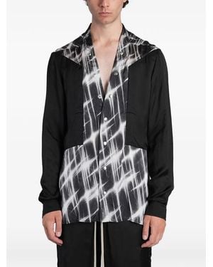 Rick Owens Larry Graphic-Print Panelled Shirt - Black