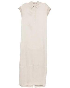 European Culture Short-Sleeve Button Dress - White
