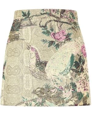 Roberto Cavalli Floral-Motif Mini Skirt - Metallic