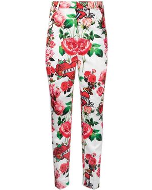 Philipp Plein Floral-Print Pants - Red
