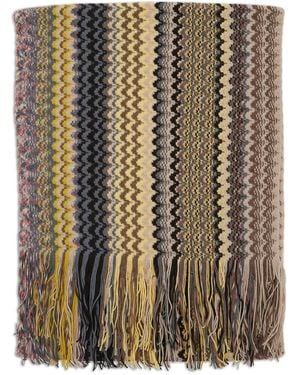 Missoni Zigzag-Pattern Fringed Scarf - Black