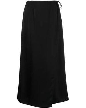 Calvin Klein Drawstring-Waist Wrap Skirt - Black