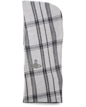 Vivienne Westwood Bufanda Con Capucha Y Motivo De Orbe Y Cuadros Tartán - Gris
