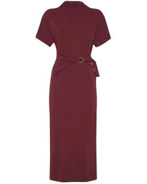 Brunello Cucinelli Midikleid mit Gürtel - Rot
