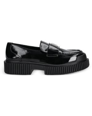 ARMANI EXCHANGE Logo-Plaque Loafers - Black
