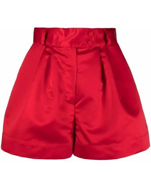 Styland High-Waisted Pleated Shorts - Red