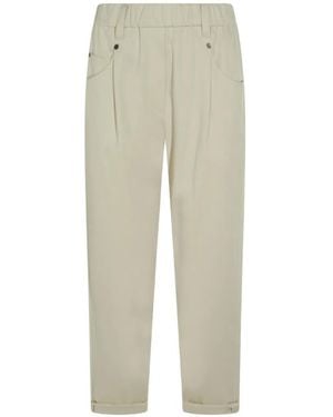 Brunello Cucinelli Pantalon Met Elastische Tailleband - Naturel