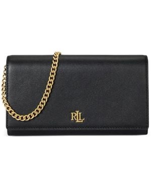 Ralph Lauren Logo-Plaque Chain-Strap Clutch Bag - Black