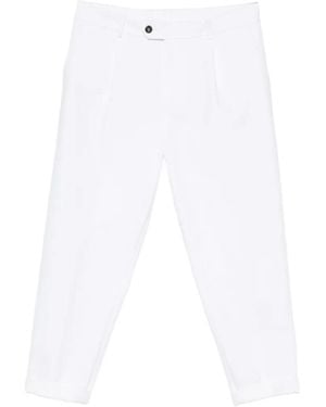 Eleventy Pleated-Front Tailored Trousers - White