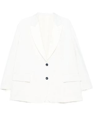 Brunello Cucinelli Peak-Lapel Single-Breasted Jacket - White