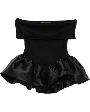 Marques'Almeida Off-Shoulder Peplum Top - Black