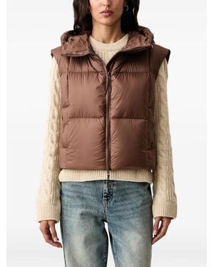 Mos Mosh Kiara Tally Quilted Hooded Gilet - Brown