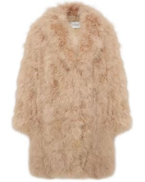 Yves Salomon Feather-detailing Coat - ナチュラル