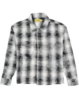 GUAPI Crystal-Embellished Plaid Flannel - Grey