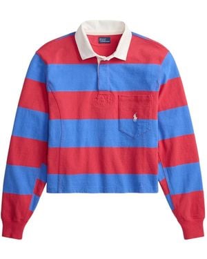 Polo Ralph Lauren Striped Chest-Pocket Rugby Shirt - Red